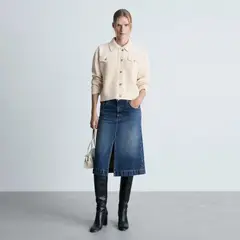 MANGO - Chaqueta Combinada Tricot Mujer