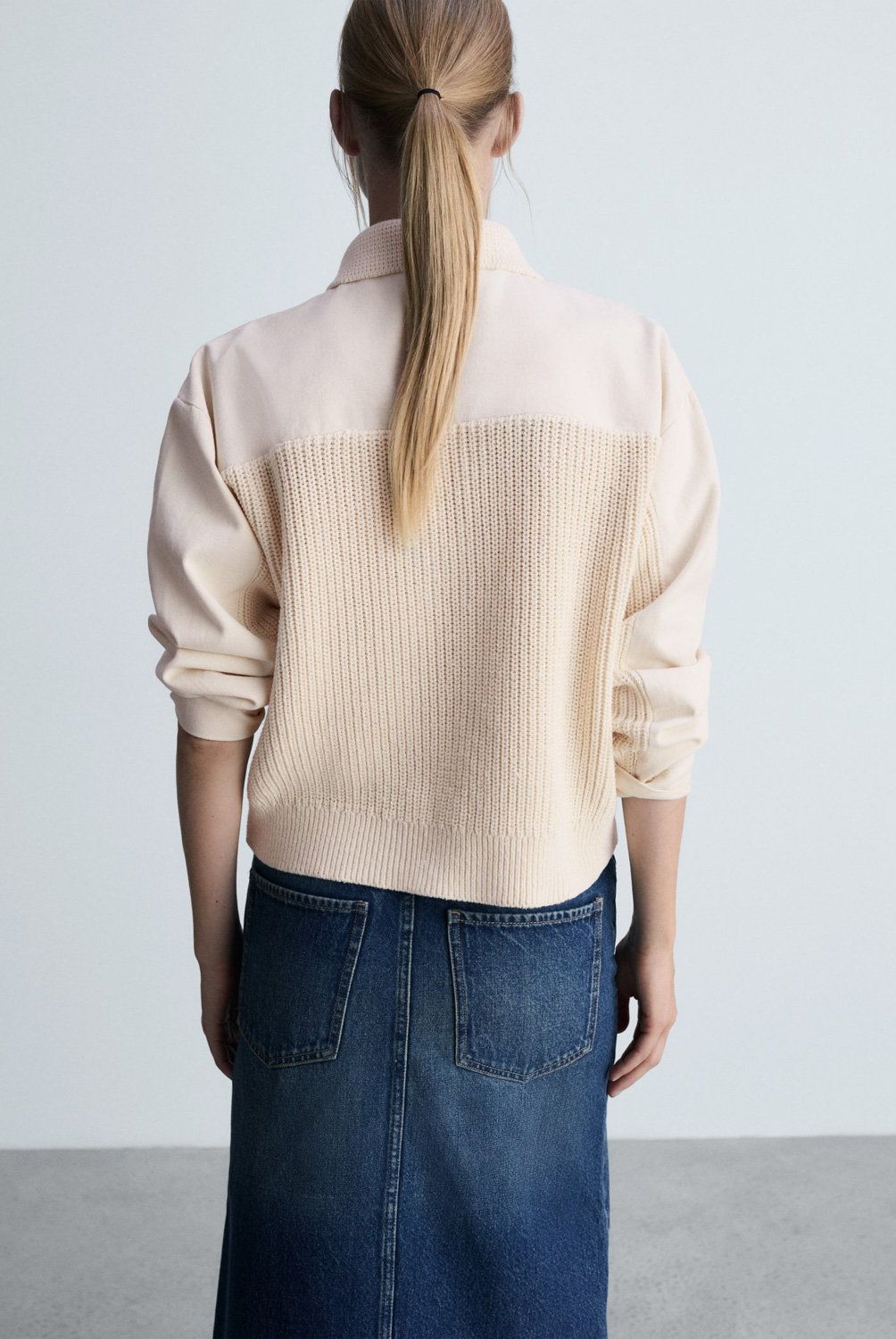 MANGO - Chaqueta Combinada Tricot Mujer Mango