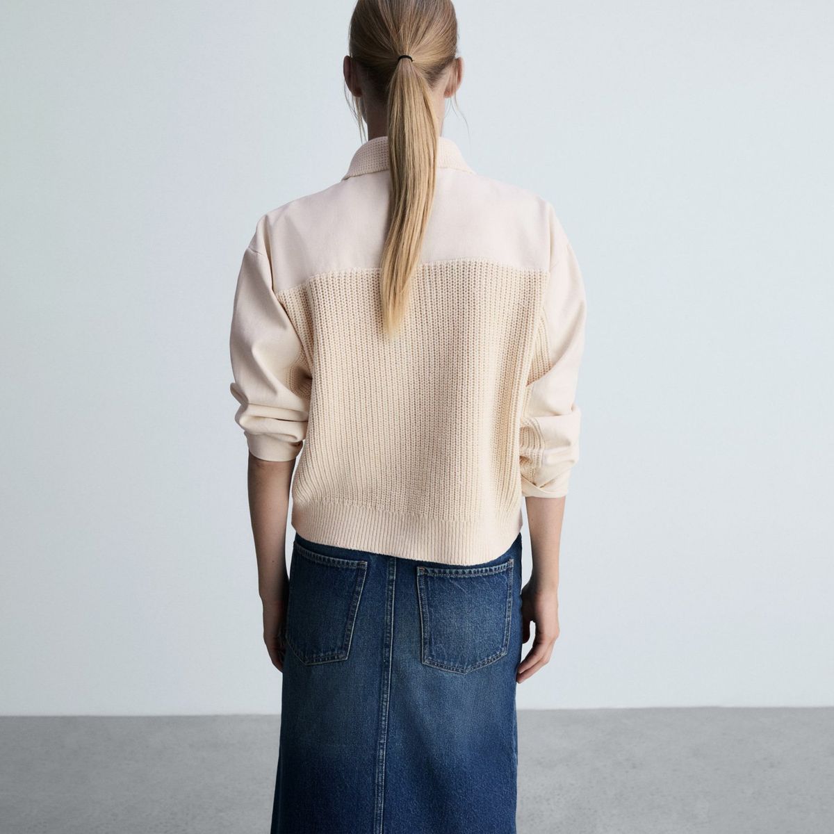 MANGO - Chaqueta Combinada Tricot Mujer Mango