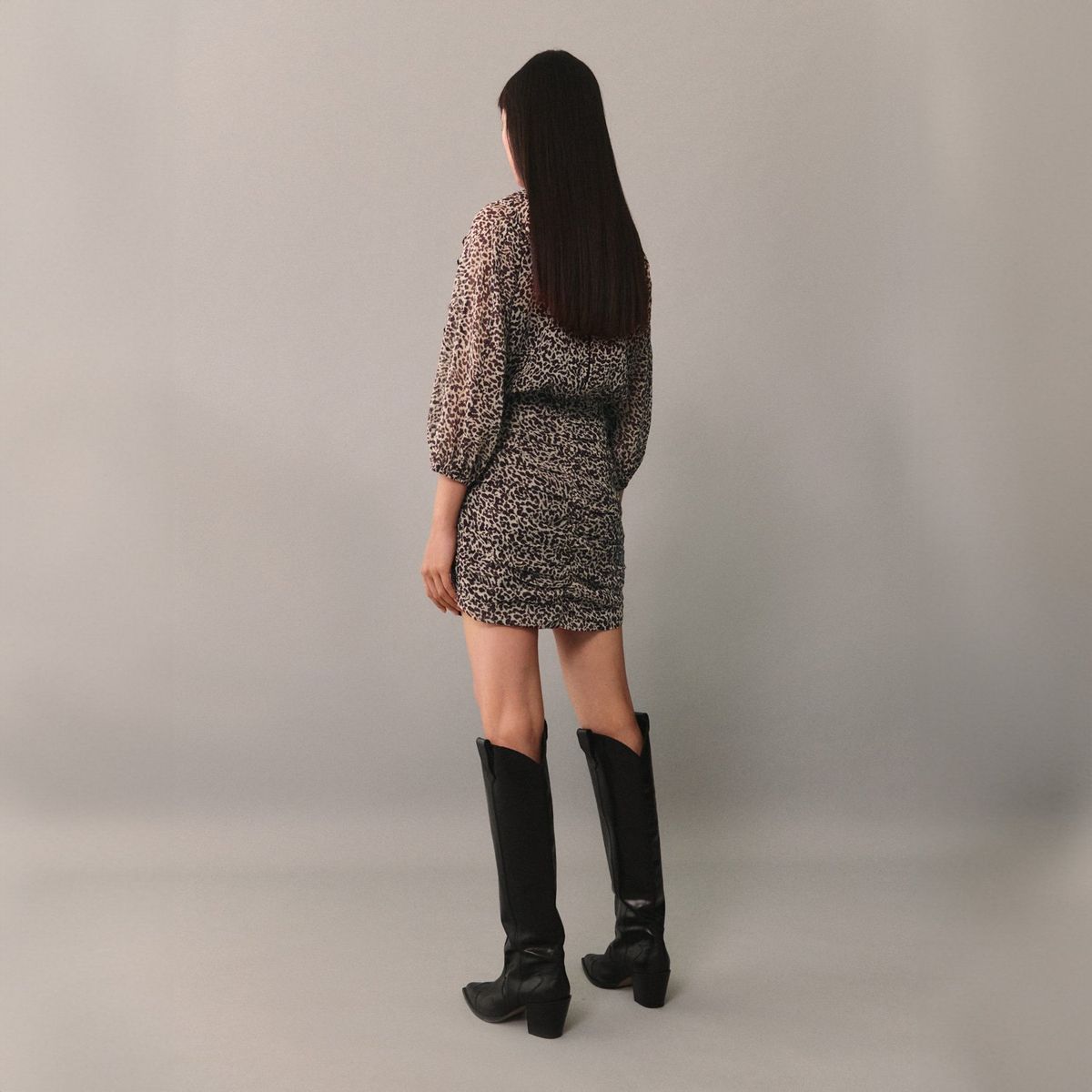 MANGO - Vestido Drapeado Estampado Leopardo Mujer Mango