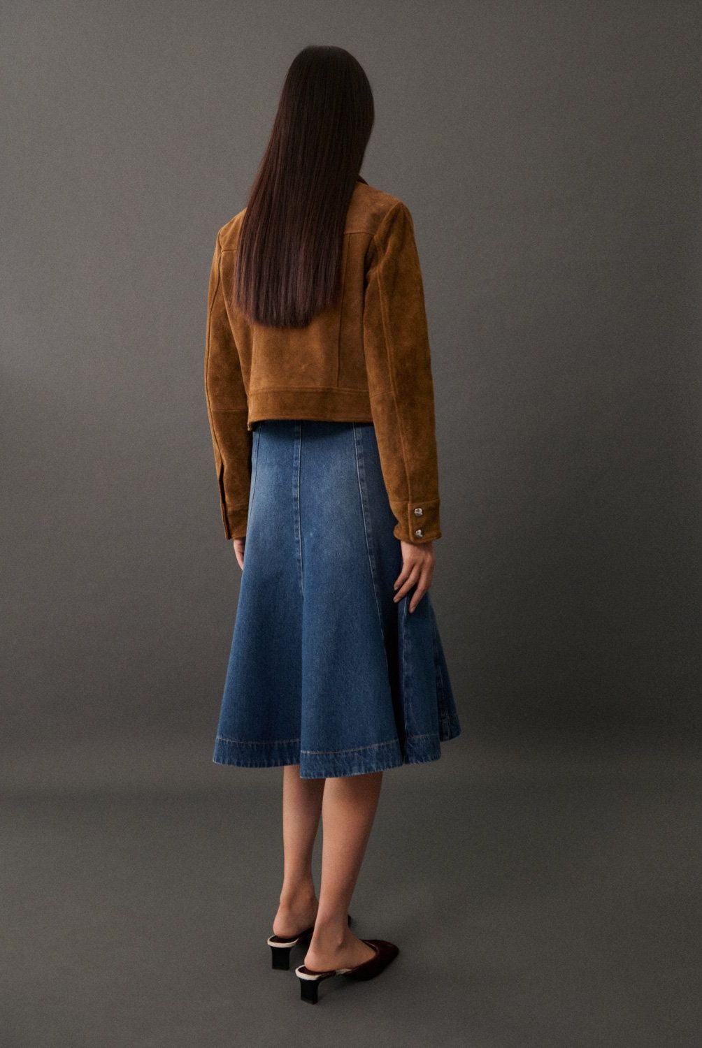 MANGO - Falda Denim Costuras Contraste Mujer Mango