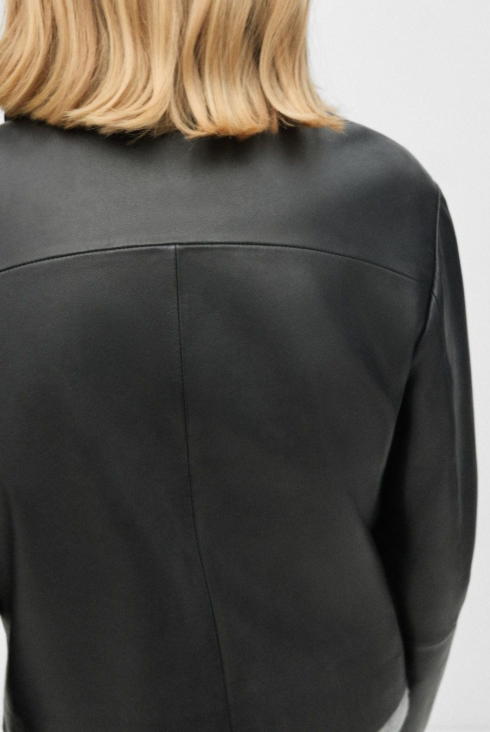 MANGO - Chaqueta 100% Piel Botones Mujer Mango