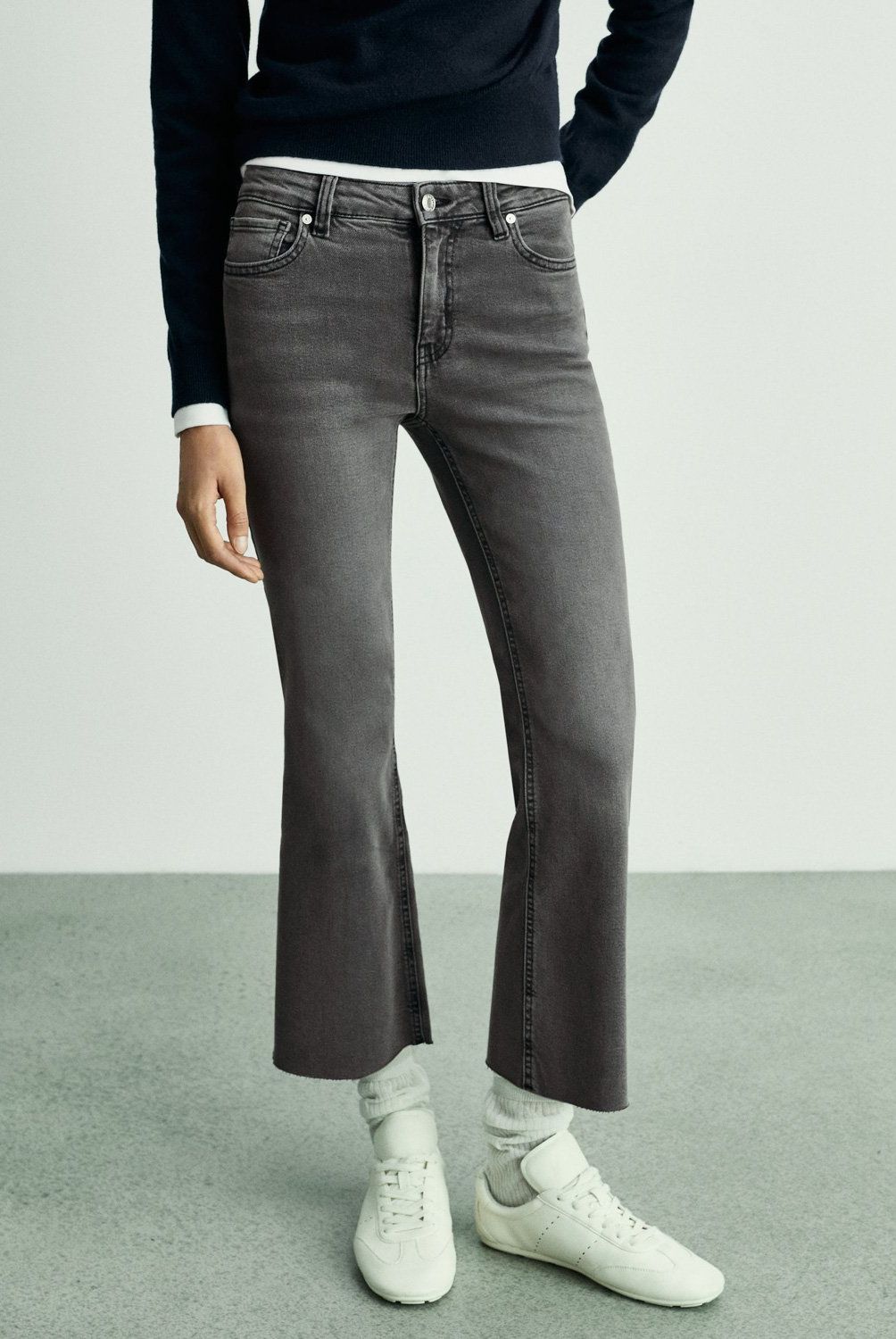 MANGO - Jeans Sienna Tiro Alto Flare Crop Mujer Mango