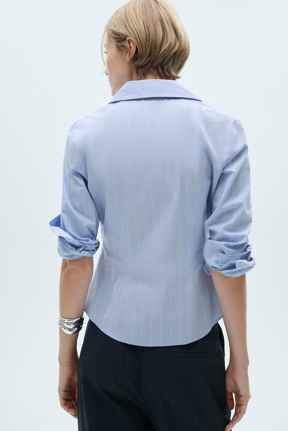 MANGO - Blusa Algodón Detalles Fruncidos Mujer Mango