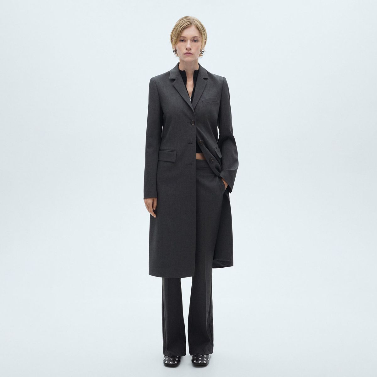 MANGO - Pantalón Traje Flare Mujer Mango