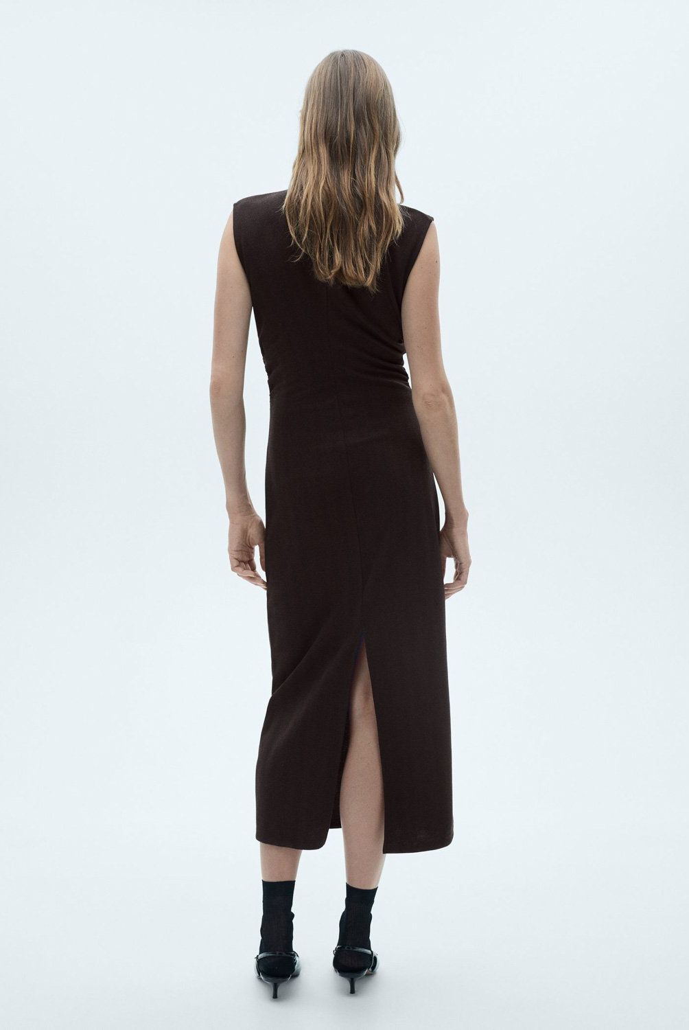 MANGO - Vestido Punto Detalle Fruncido Mujer Mango