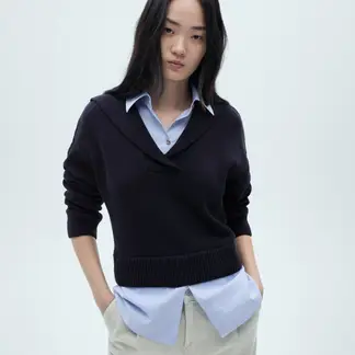 MANGO - Sweater Camisa Combinado Mujer