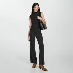 MANGO - Pantalón Punto Wideleg Mujer