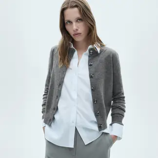 MANGO - Cárdigan Cuello Redondo Botones Mujer