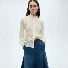 MANGO - Blusa Lyocell Bordada Mujer