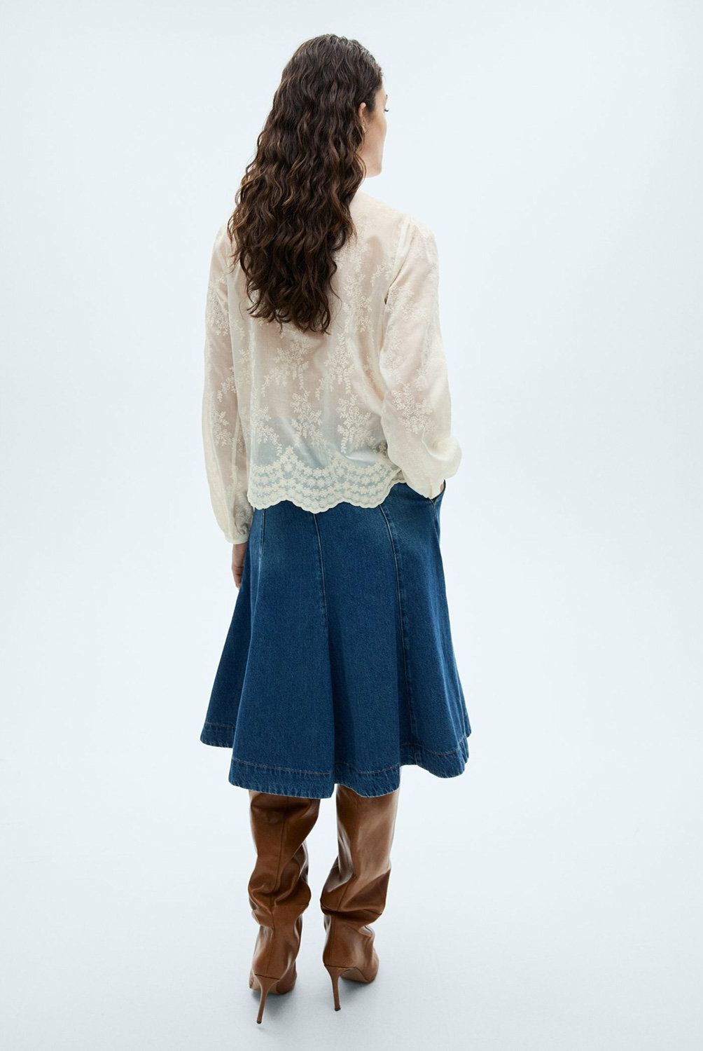 MANGO - Blusa Lyocell Bordada Mujer Mango