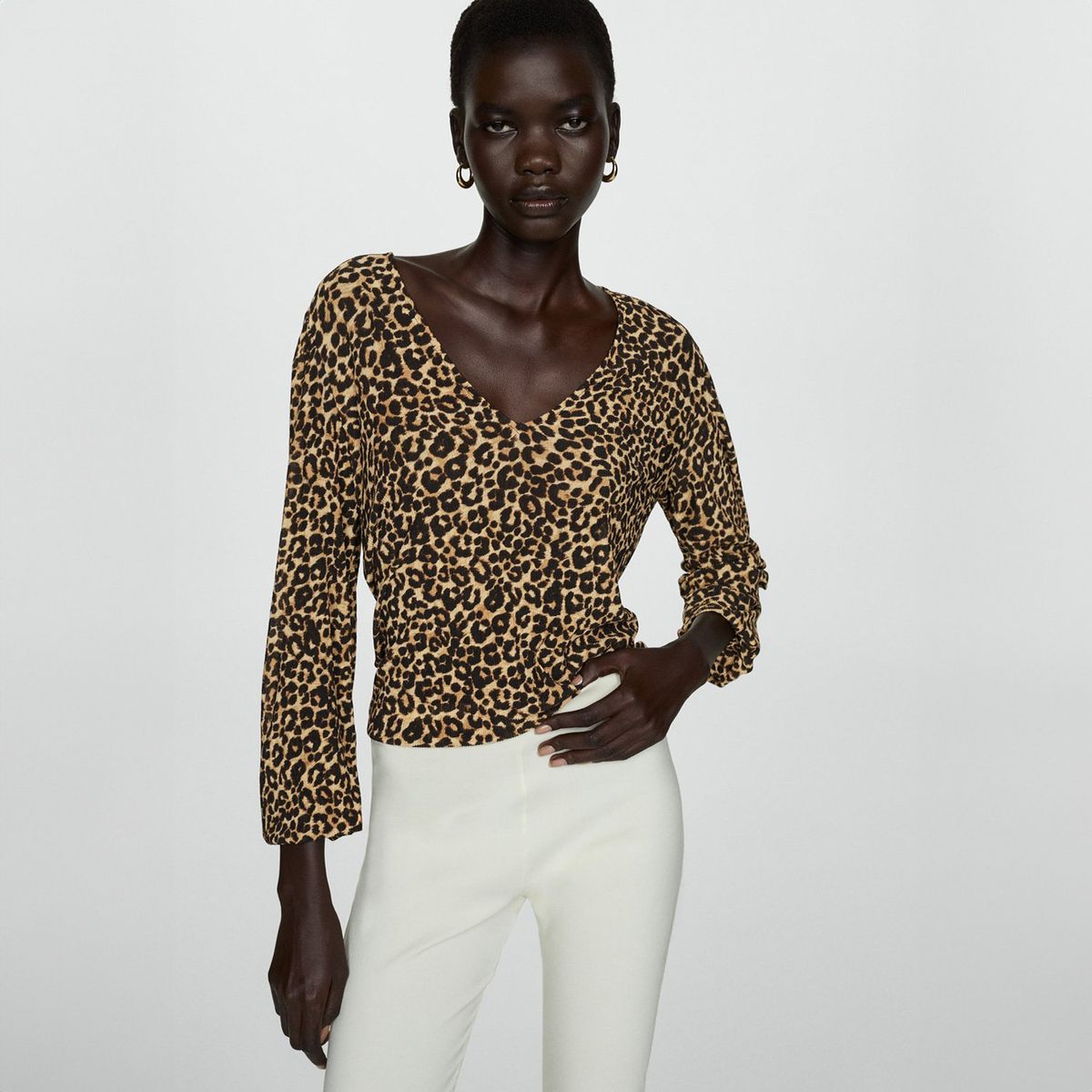 MANGO - Blusa Estampado Animal Print Mujer Mango