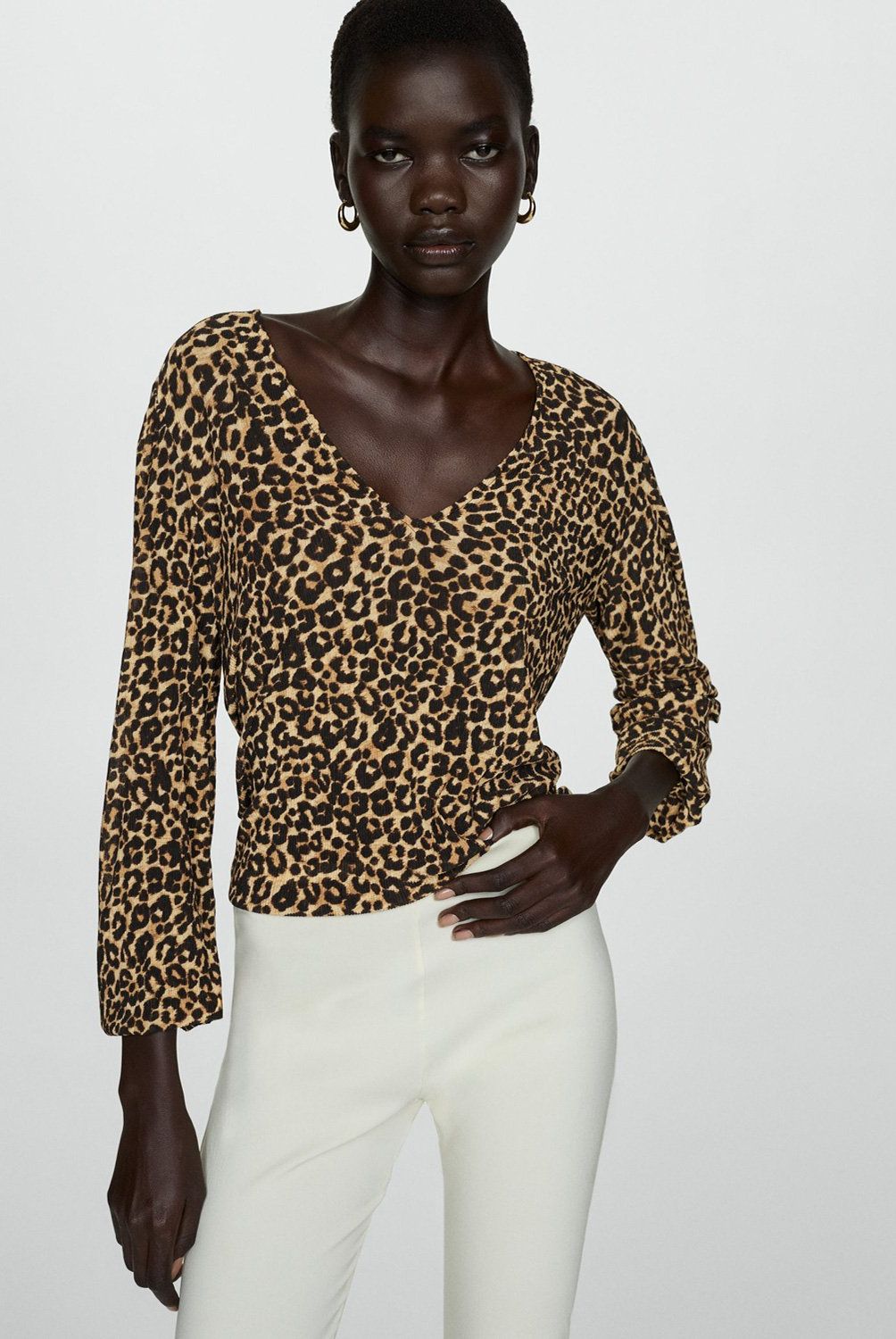 MANGO - Blusa Estampado Animal Print Mujer Mango