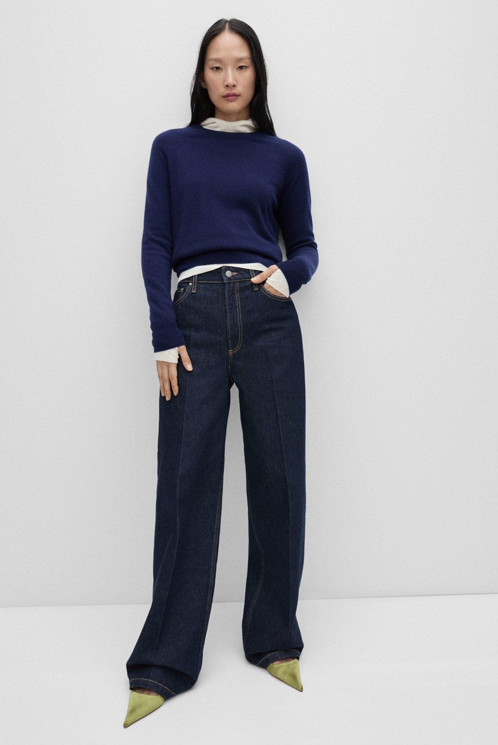 MANGO - Jeans Brigitte Wideleg Tiro Alto Mujer Mango