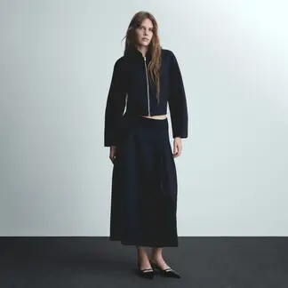 MANGO - Falda Evasé Detalle Pinzas Mujer
