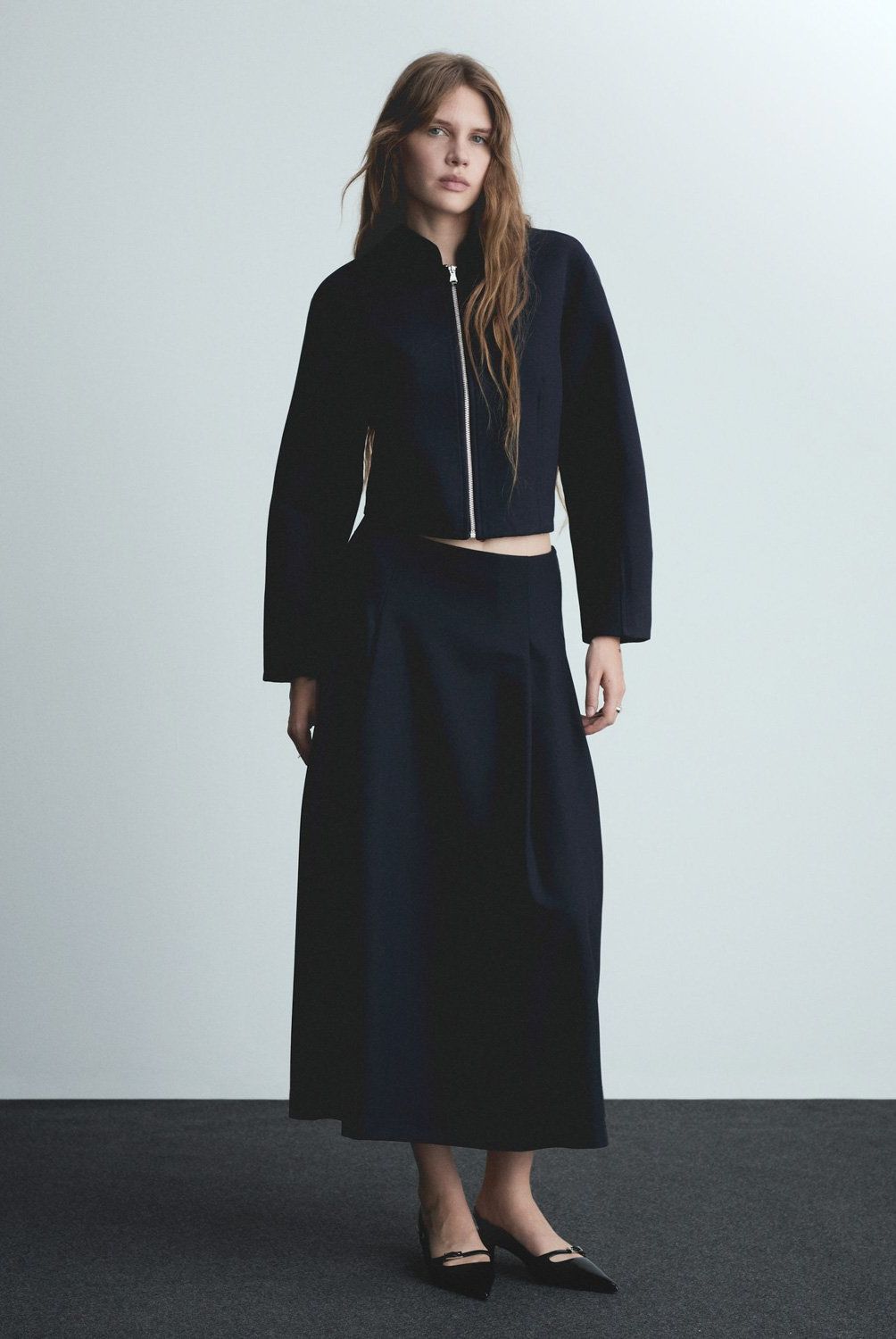 MANGO - Falda Evasé Detalle Pinzas Mujer Mango