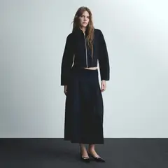 MANGO - Falda Evasé Detalle Pinzas Mujer