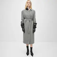MANGO - Abrigo Cruzado Cinturón Mujer