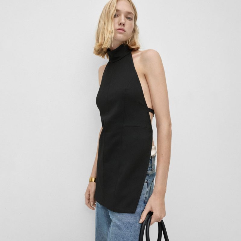 MANGO - Top Halter Espalda Abierta Mujer Mango