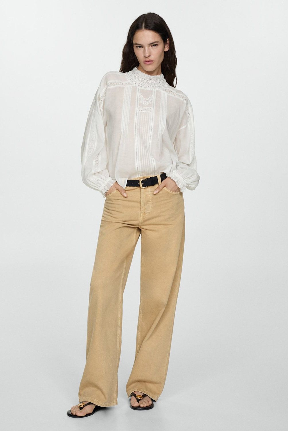 MANGO - Blusa Detalles Bordados Mujer Mango