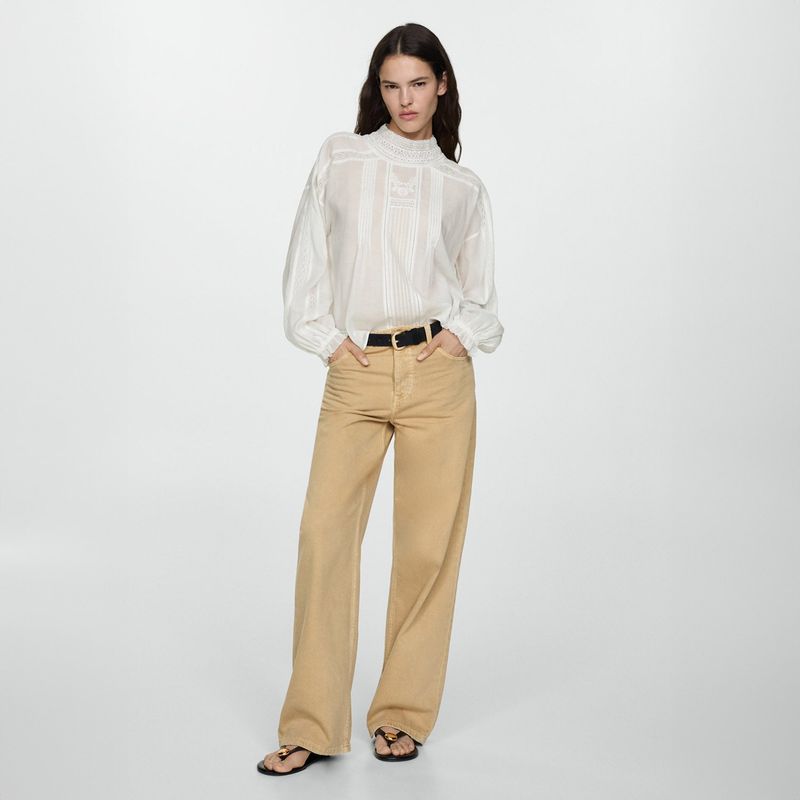 MANGO - Blusa Detalles Bordados Mujer Mango
