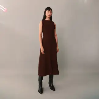 MANGO - Vestido Midi Costuras Decorativas Mujer