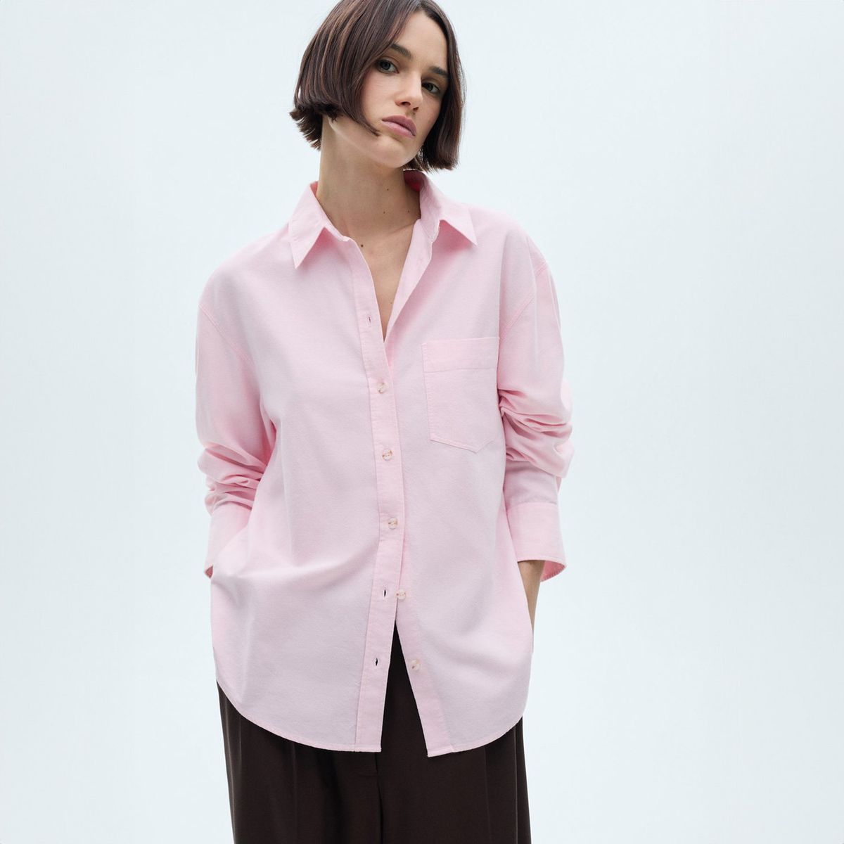 MANGO - Blusa Algodón Manga Larga Mujer Mango