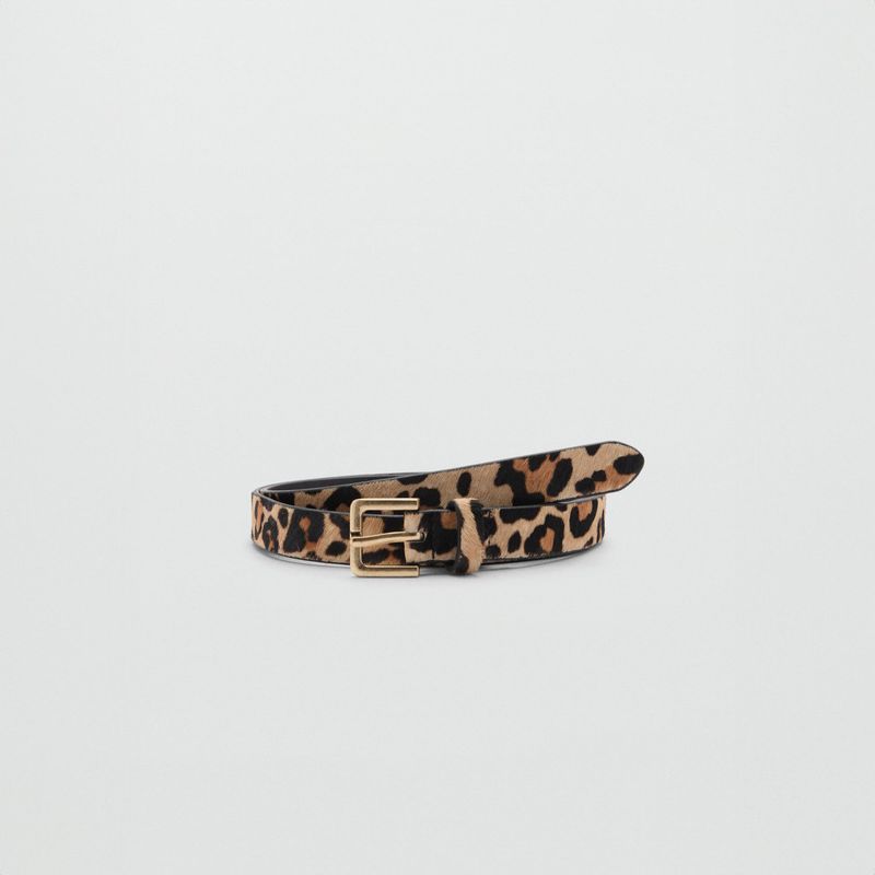 MANGO - Cinturón Fino Leopardo Piel Mujer Mango
