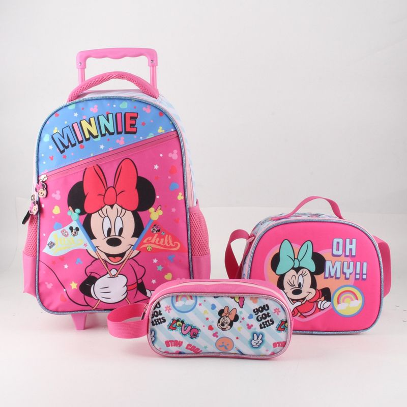 MINNIE - Set Promo Bts Con Ruedas 3 Piezas Minnie