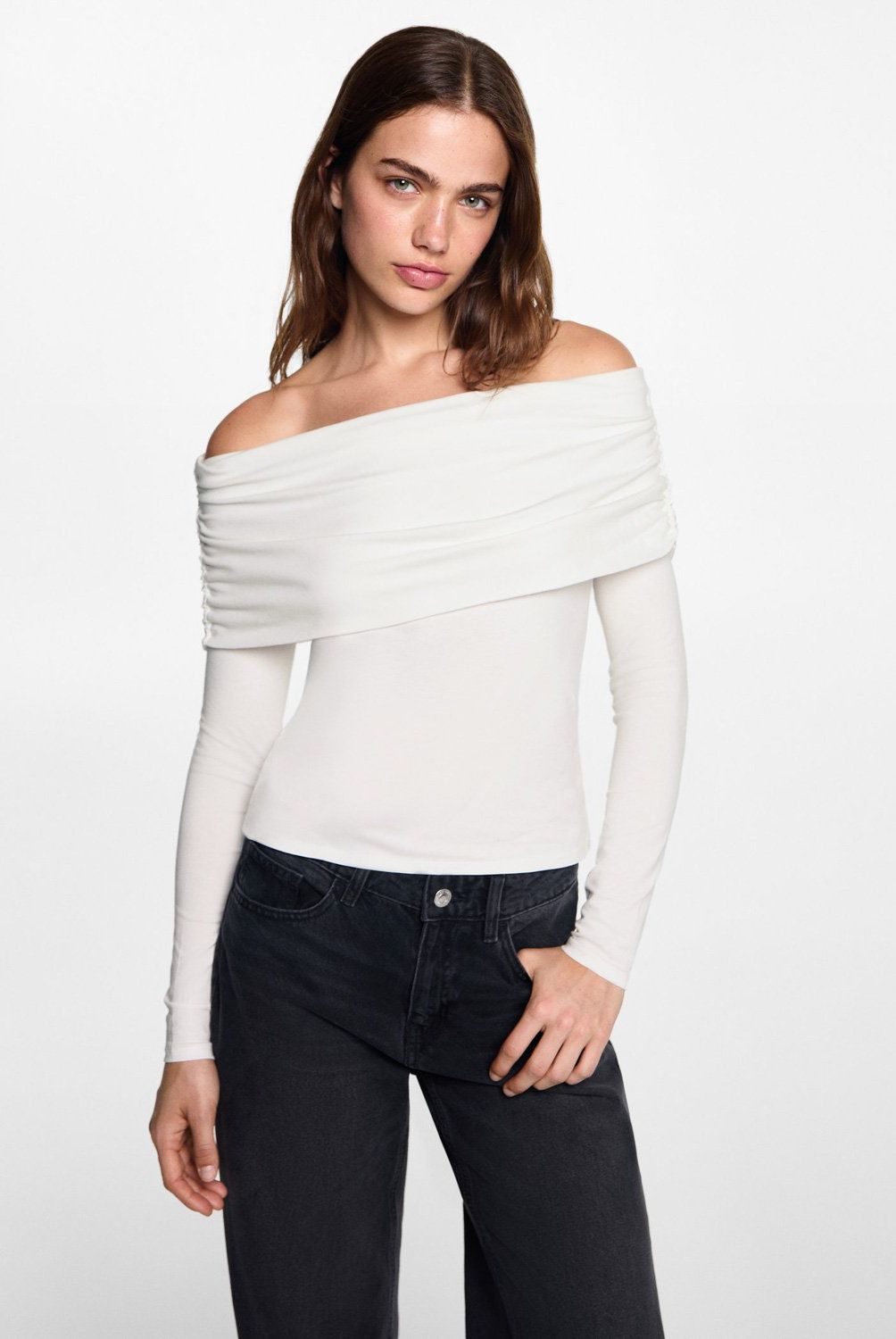 MANGO TEEN - Blusa Off-Shoulder Mujer Mango Teen
