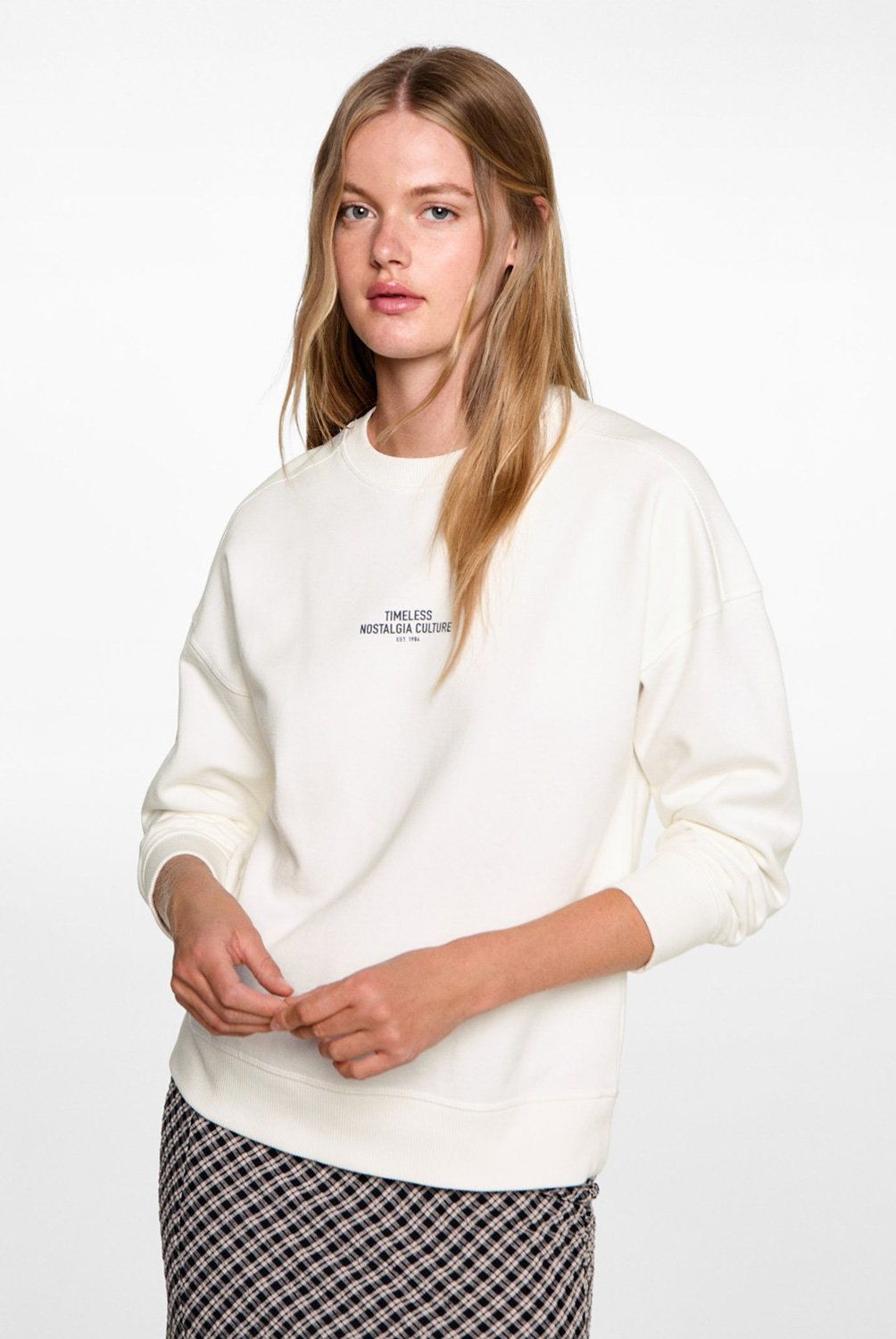 MANGO TEEN - Polerón Algodón Estampada Mujer Mango Teen