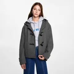MANGO TEEN - Abrigo Capucha Lana Alamares Mujer