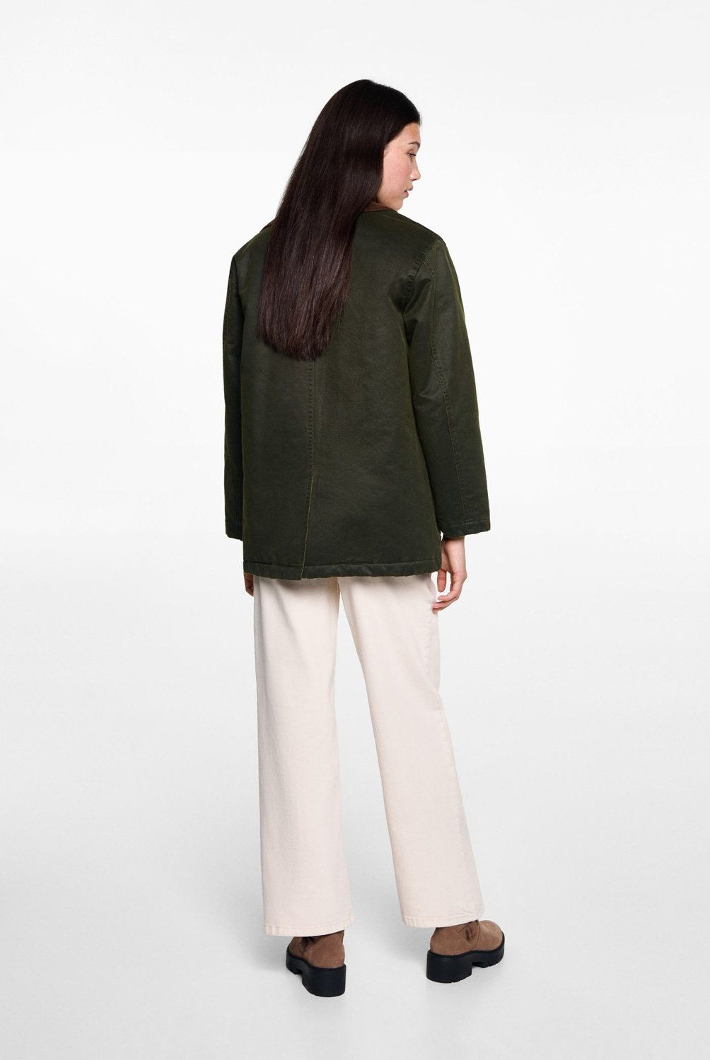 MANGO TEEN - Parka Efecto Encerado Larga Mujer Mango Teen