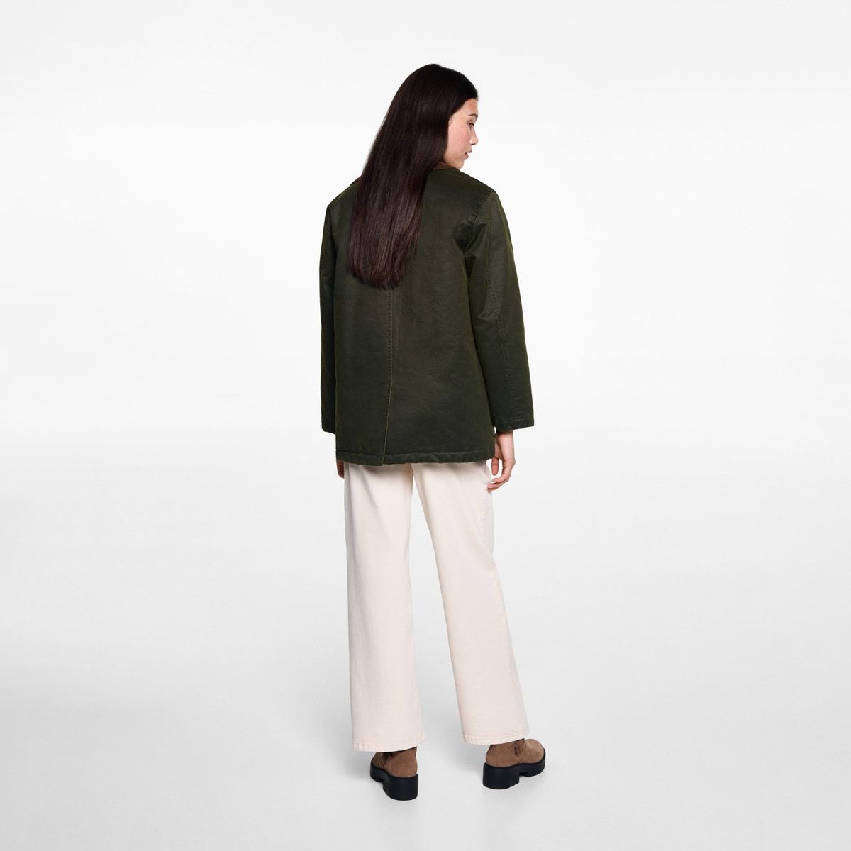 MANGO TEEN - Parka Efecto Encerado Larga Mujer Mango Teen