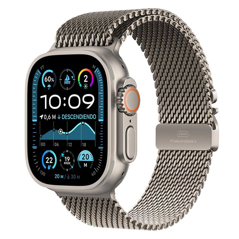 APPLE - Apple Watch Ultra2 (Gps+Cellular)-Caja Titanio Natural 49mm-Pulsera Milanese Loop En Titanio Natural-Talla L