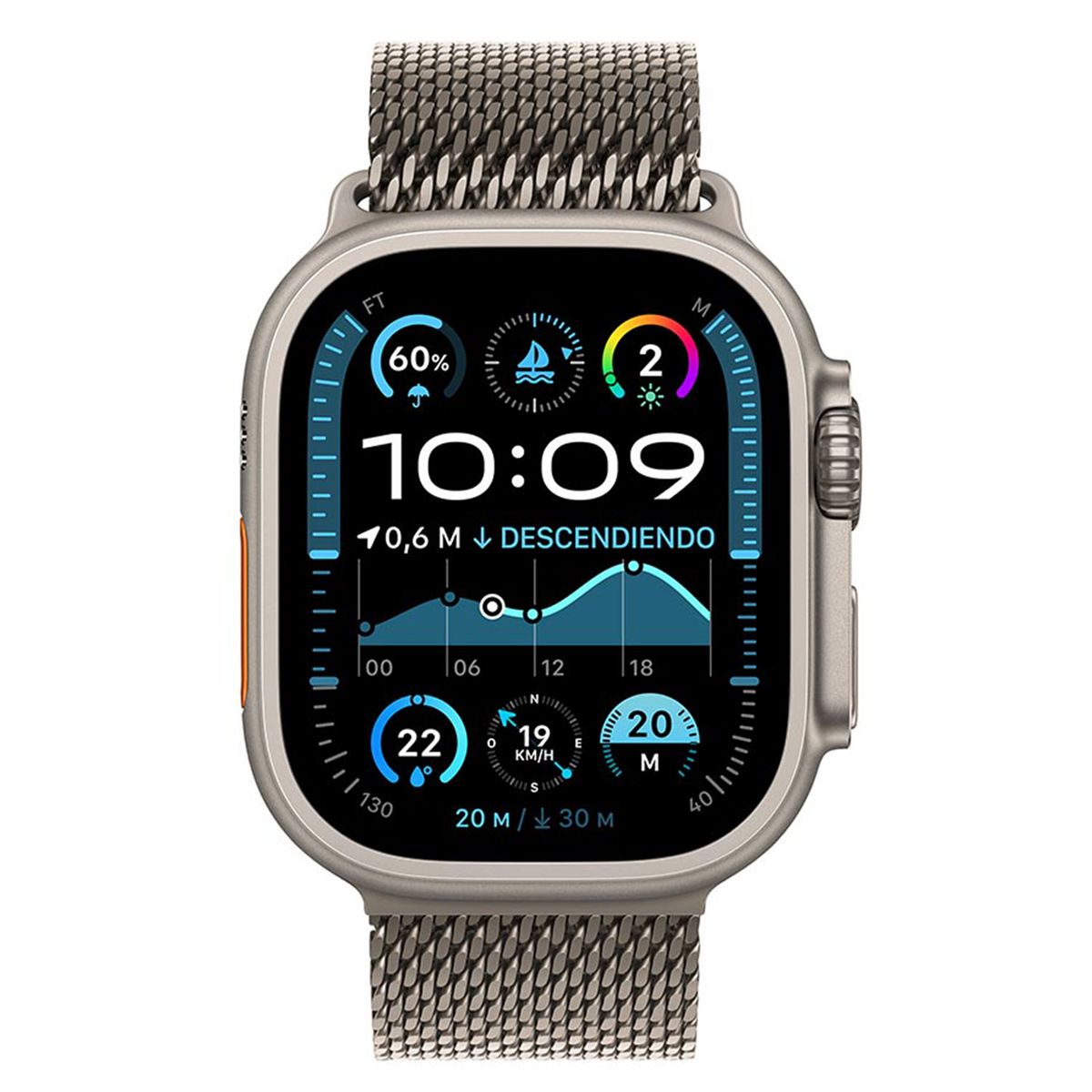 APPLE - Apple Watch Ultra2 (Gps+Cellular)-Caja Titanio Natural 49mm-Pulsera Milanese Loop En Titanio Natural-Talla L