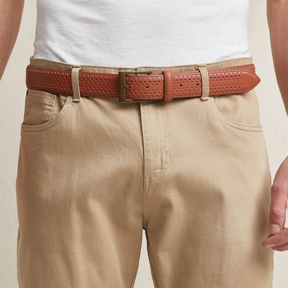 BASEMENT - Cinturón de Cuero Basement Diseño Liso Hombre