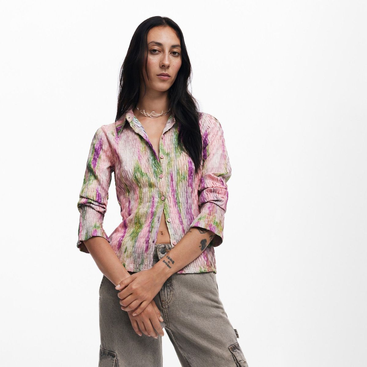 DESIGUAL - Blusa Con Degradado De Acuarela Mujer Desigual