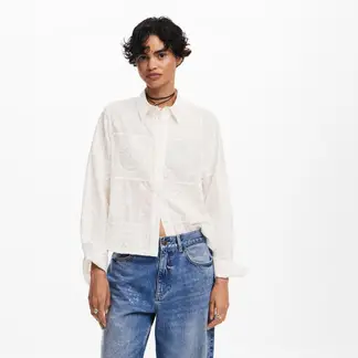 DESIGUAL - Blusa Lisa Bordados Mujer