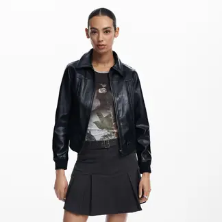 DESIGUAL - Chaqueta Biker Efecto Piel Mujer