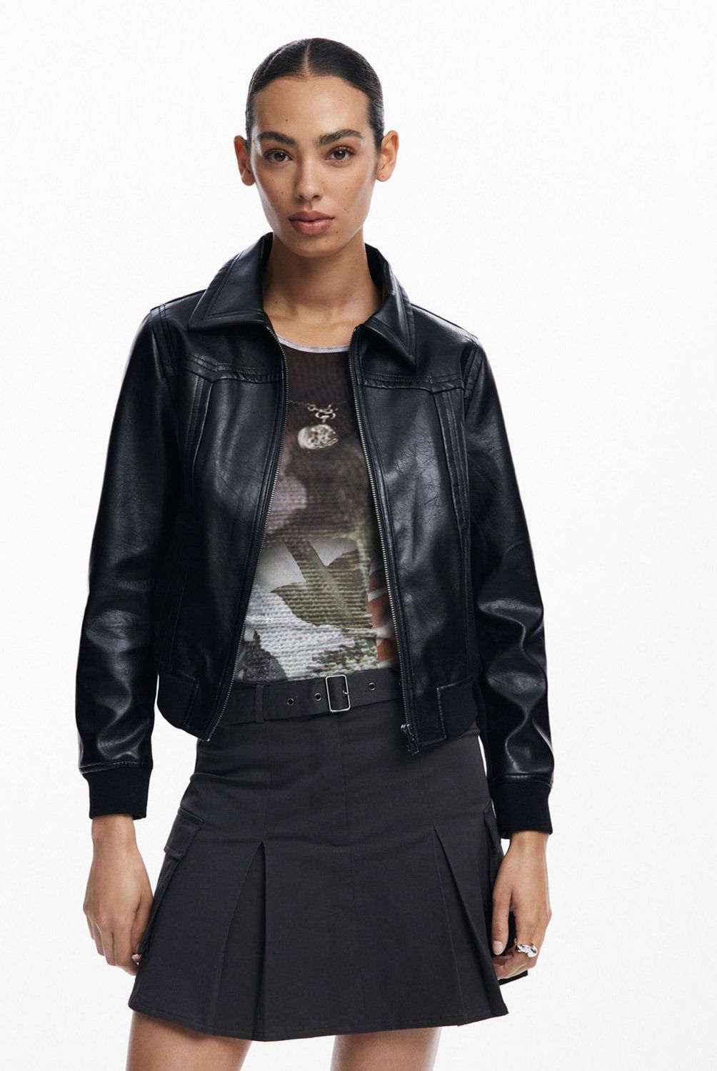 DESIGUAL - Chaqueta Biker Efecto Piel Mujer Desigual