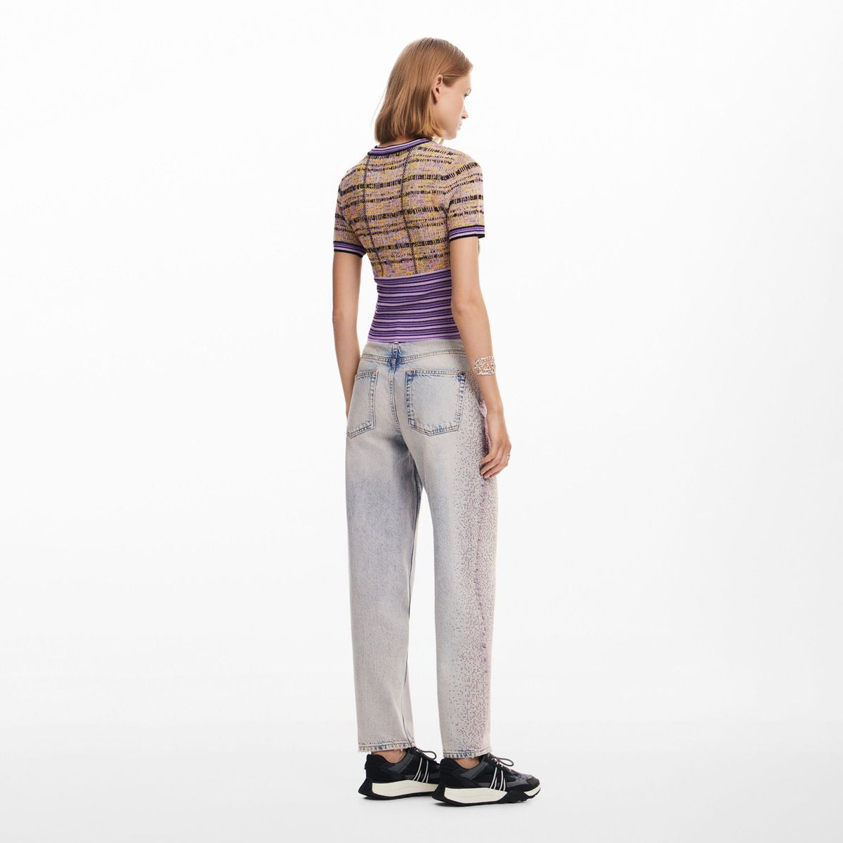 DESIGUAL - Polera De Punto Cuadros Mujer Desigual