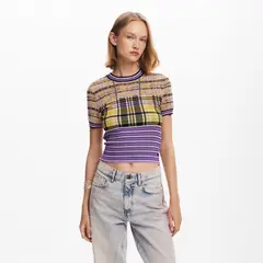 DESIGUAL - Polera De Punto Cuadros Mujer
