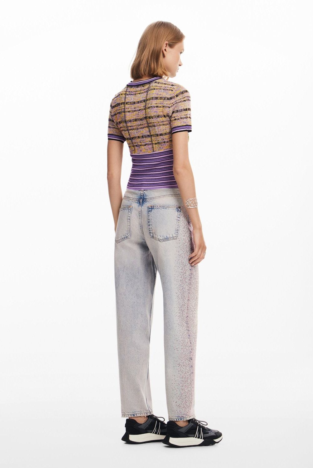 DESIGUAL - Polera De Punto Cuadros Mujer Desigual