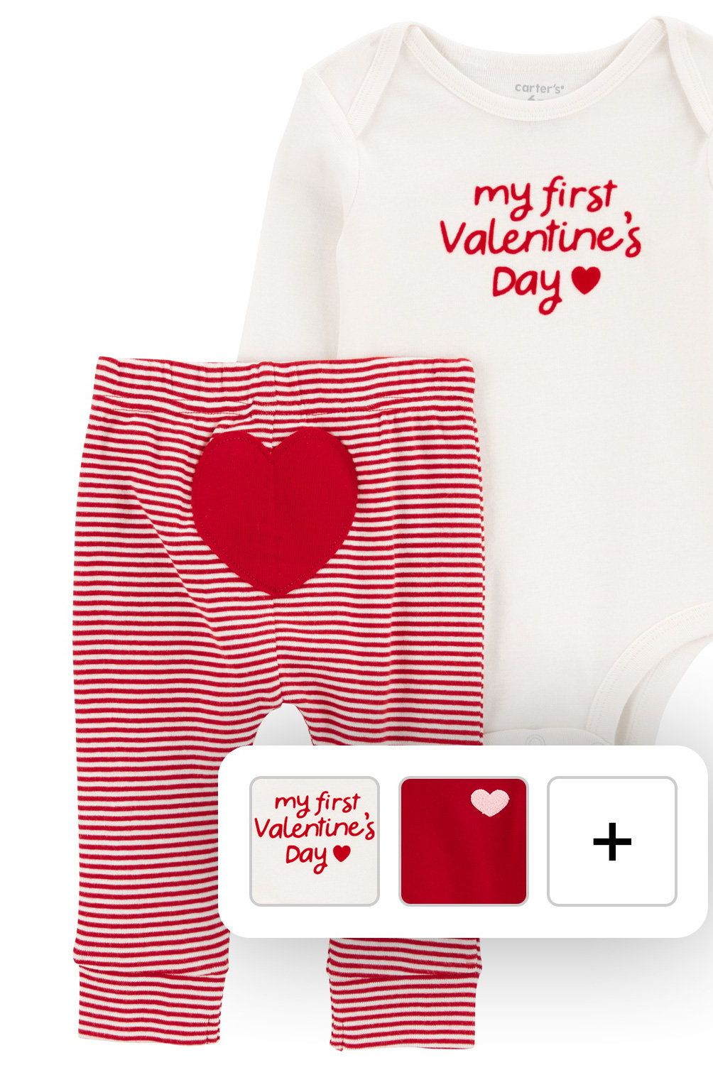 CARTER'S - Conjunto 2 Piezas San Valentín Body y Pantalón Bebé Unisex Carter's