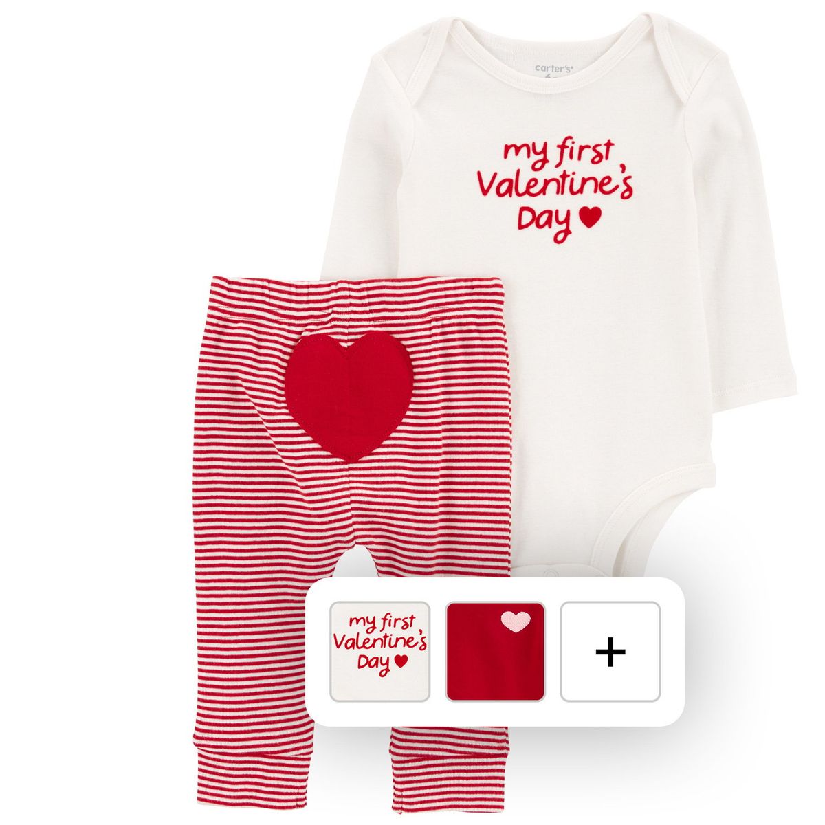 CARTER'S - Conjunto 2 Piezas San Valentín Body y Pantalón Bebé Unisex Carter's