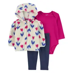 CARTER'S - Conjunto 3 Piezas Polerón, Calza Y Body Bebé Niña