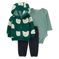 CARTER'S - Conjunto 3 piezas Poleron, Pantalón y Body Bebé Niño