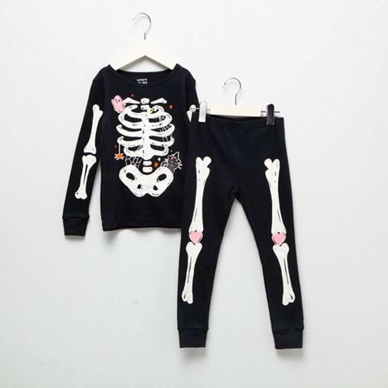Pijama 2 Piezas Algodón Halloween Esqueleto Niña
