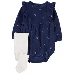 CARTER'S - Conjunto 2 Piezas Enterito Cotelé y Pantys Bebé Niña